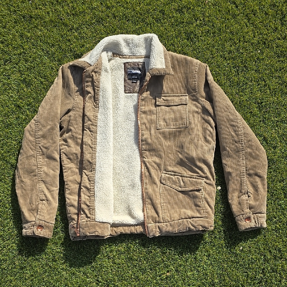 Billabong Tan Corduroy Jacket with Sherpa Lining